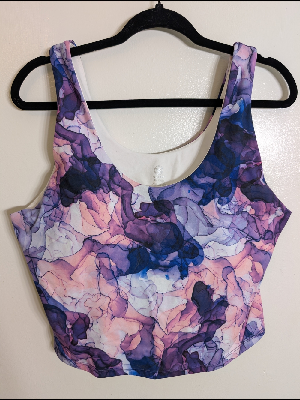 GAIAM Purple and Pink Abstract Floral Tank Top